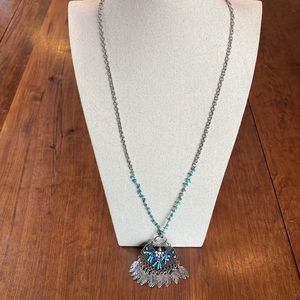 Express Beaded Turquoise & Silver Necklace